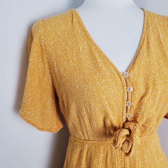 Abercrombie & Fitch Yellow Polka Dot Mini Dress Size Small Petite - Picture 3 of 9